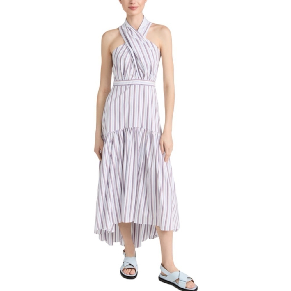 Veronica Beard- NWT Radley Criss Cross Striped Halter Midi Dress